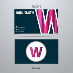 Business card template, letter W