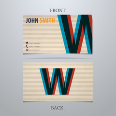 Business card template, letter W