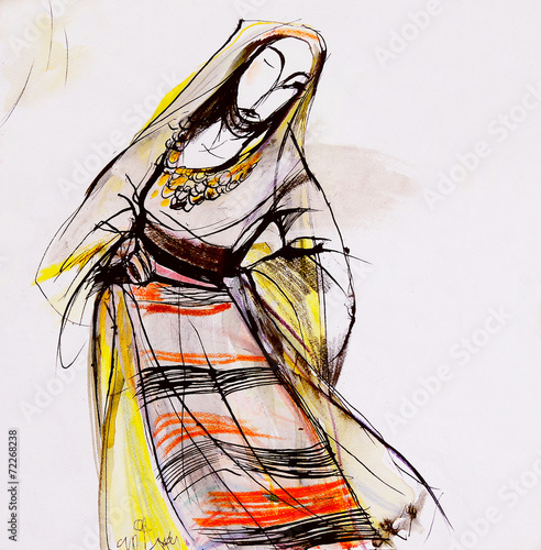 Fotografia Drawing of Bulgarian folklore dress