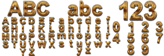 Yellow gold or golden fonts isoalted