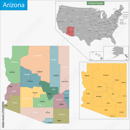 Obraz na płótnie Arizona map
