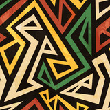 Fototapeta Młodzieżowe - african geometric seamless pattern with grunge effect