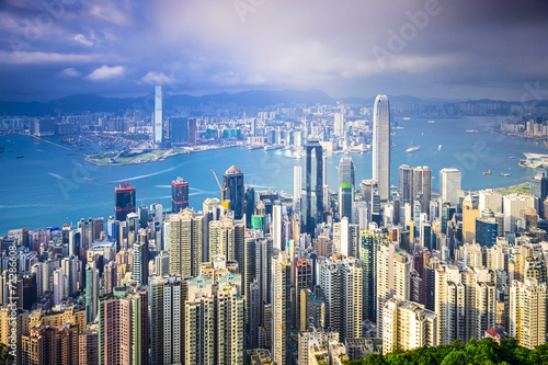 Naklejka samoprzylepna Hongkong, Chiny panoramę miasta