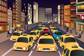 Wall Mural - Busy city in the evening