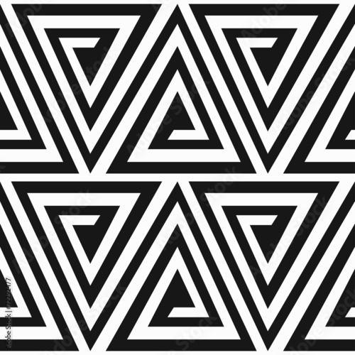 Plakat na papierze fotorealistycznym Monochromatyczny starożytny trójkąt spirala wzór