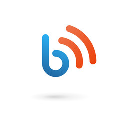 Letter B wireless logo icon design template elements