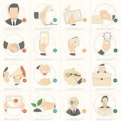 Wall Mural - Set of Business flat design concept icons for templates
