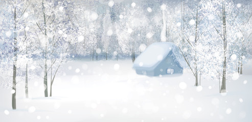 Wall Mural - vector winter snow landscape.