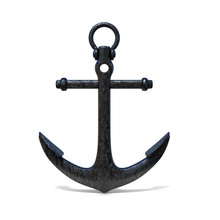 Black Rusty Anchor On White Background