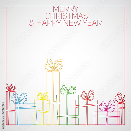 Vector Simple Line Drawing Christmas Card Christmas Presents G Buy This Stock Vector And Explore Similar Vectors At Adobe Stock Adobe Stock