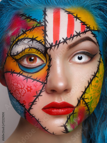 Obraz w ramie Close up color women face art