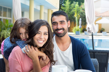 Poster - Family close to the pool