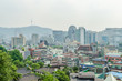 Cityscape of seoul and seoul tower on a mountain at south korea