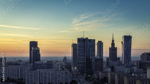 Naklejka samoprzylepna Warszawa centrum wschód widok z lotu ptaka, polska