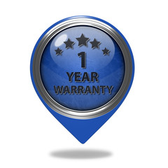 One year warranty pointer icon on white background