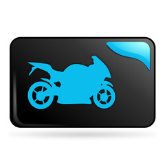 Fototapete - moto sur bouton web rectangle bleu