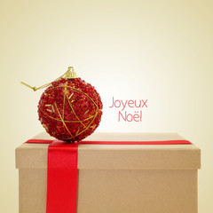 Poster - joyeux noel, merry christmas in french, with a retro effect