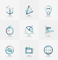 Minimal thin line design web icon set