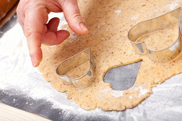 Wall Mural - Cut out cookies in heart shape