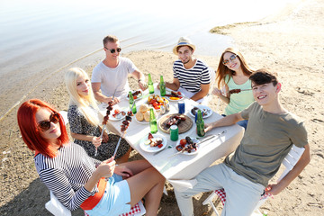 Wall Mural - Young friends on rest, outdoors