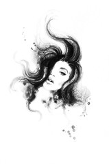 Wall Mural - woman portrait  .abstract  watercolor .fashion background