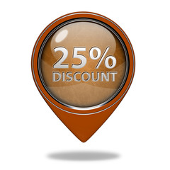 discount 25 pointer icon on white background