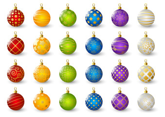 Canvas Print - Set of color Christmas balls