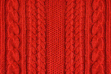 Knitted Woolen Background, Red Texture