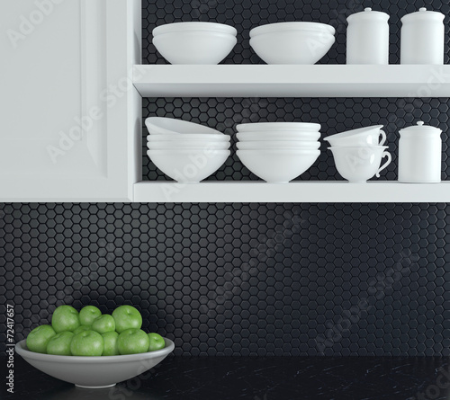 Board z aluminiowym obramowaniem Nowoczesny projekt kuchni.