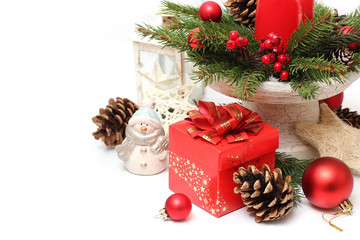 christmas decoration with red gift box