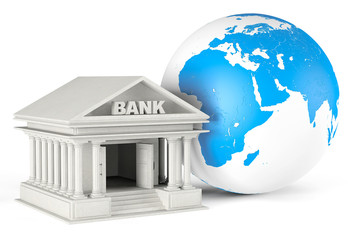 Aufkleber - Bank Building with Earth Globe