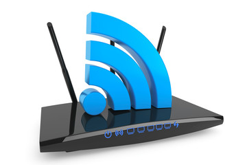 Aufkleber - 3d Modern WiFi Router with WiFi sign