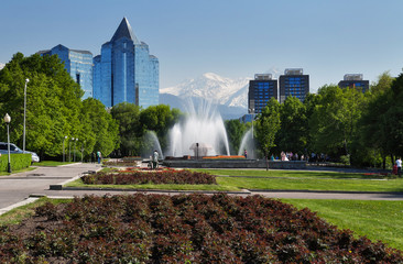 Sticker - Fountain on Republic Square in Almaty, Kazakhstan