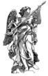 original sketch digital drawing of marble statue angel