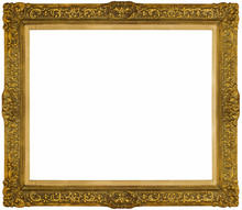 Gold Baroque Frame Isolated On White Background.