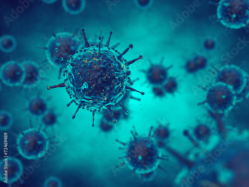 Fotografie, Obraz Viruses in infected organism , viral disease epidemic