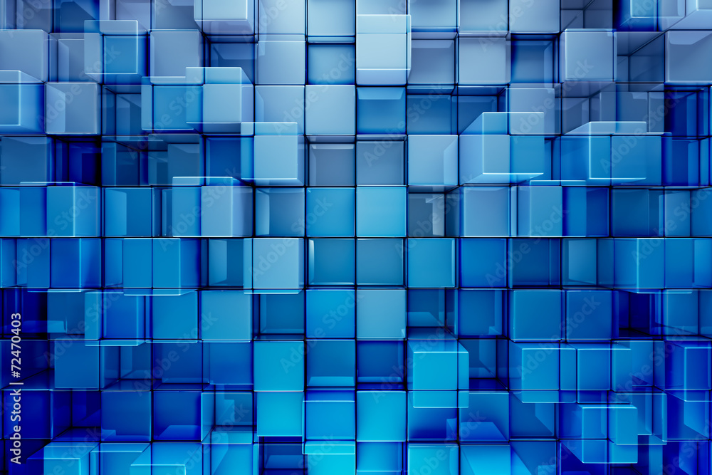 Blue blocks abstract background - obrazy, fototapety, plakaty 