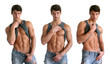 © Vladimir Wrangel - Young muscular men showing abs