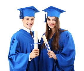 Poster - Graduate students wearing graduation hat and gown, isolated