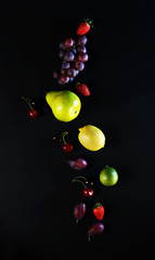  Fruits on black background
