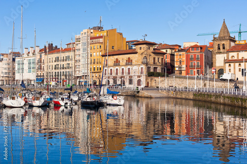 View on Old Port of Gijon and Yachts, Asturias, Northern Spain Fototapeta
