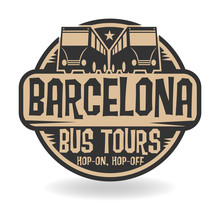 Abstract Stamp With Text Barcelona, Bus Tours