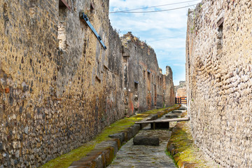 Wall Mural - Street in ancient city of Pompeii, near Naples, Italy