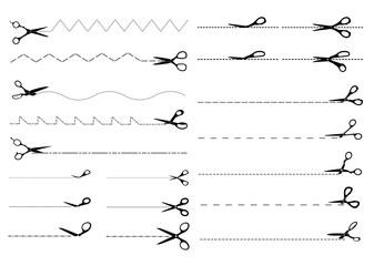 Wall Mural - set of templates with scissors cutting paper