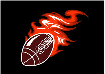 Wall Mural - Flaming rugby ball