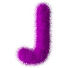 Purple Shag J Letter Isolated On White Background