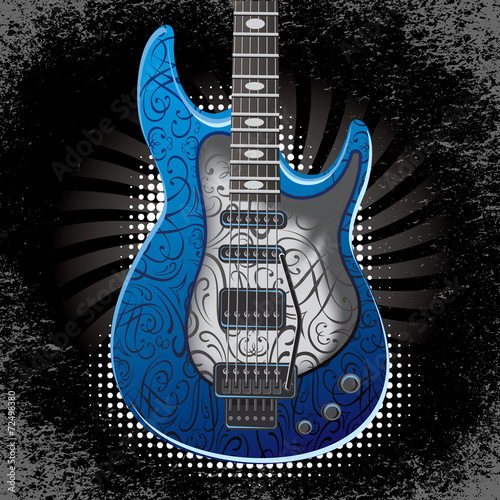 Board z aluminiowym obramowaniem Transparent z gitarą akustyczną na czarnym tle