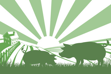 Sticker - Silhouette pigs on farm