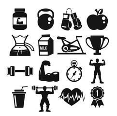  Vector sport and fitness icons set