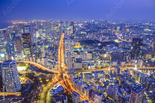 Fotoboard na płycie Tokio, Japonia pejzaż i autostrady